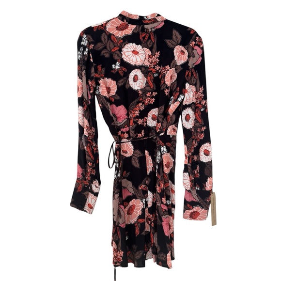 Reformation Black Floral Wrap Dress | Pink & White Flowers | NWT | Sz S - Picture 2 of 10